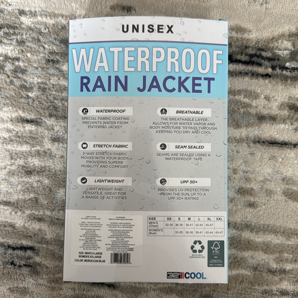 *32 Degrees Unisex Rain Jacket - XL MENS / XXL WOMENS - Picture 2 of 2